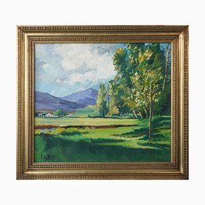 Paisaje de verano, óleo sobre lienzo, enmarcado