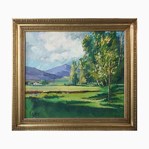 Summer Landscape, Oil on Canvas, Framed