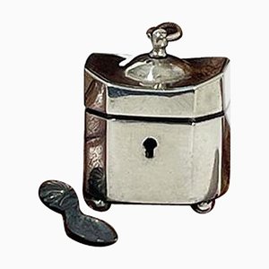 19th Century Dutch Miniature Dollhouse Silver Tea Caddy