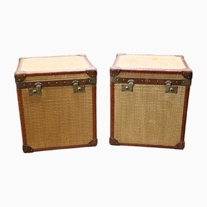Vintage Luggage Trunks Reed Steamer Case Table, 1950s, Set of 2