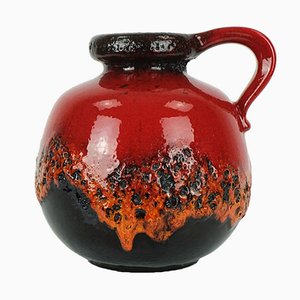 Black-Red Fat Lava Vase from Scheurich, 1960s