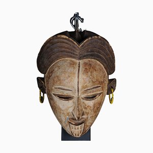 Masque Visage Antique en Bois Sculpté