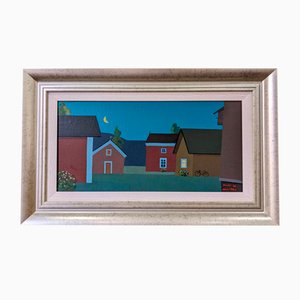 Houses at Midnight, 1950s, Canvas, Framed