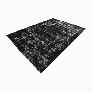 Schwarzer Vintage Teppich aus Wolle