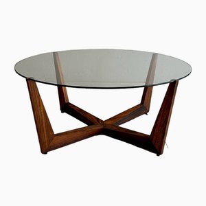 Round Coffee Table in from Teak and Glass from Wilhelm Renz, 1960s