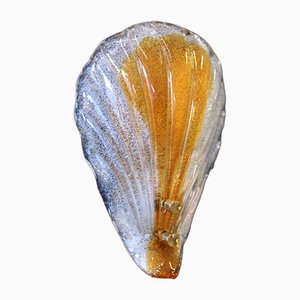 Fåglavis Glasbruk Muschelförmige Wandlampe aus Glas & Messing, 1960er