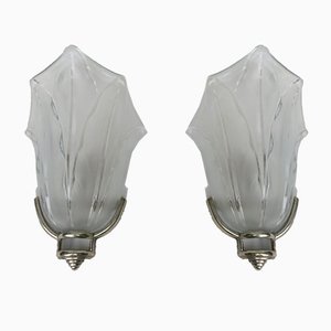 Französische Art Deco Wandlampen von Ezan, 2er Set