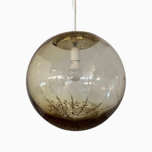 Lámpara colgante en ámbar de cristal de Murano atribuida a La Murrina, años 80