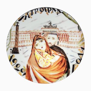 Russian Propaganda Porcelain Plate from Shekhotikhina