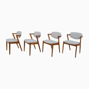 Mid-Century Teak Model 42 Dining Chairs by Kai Kristiansen for Schou Andersen, 1960s, Set of 4