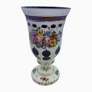Böhmische Overlay Vase aus Glas