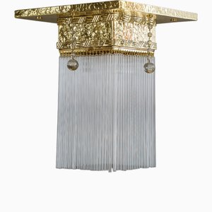 Hammered Ceiling Lamp with Glass Sticks, Vienna, 1920s