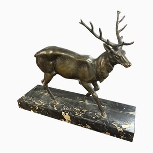 Bronze Deer on Marble Base, 1890s