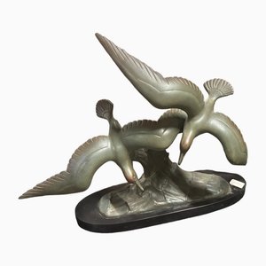 Bronze Seagull on Marble Base, 1920s