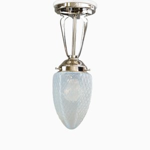 Art Deco Ceiling Lamp with Opaline Glass Shade, Vienna, 1920s