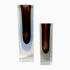 Murano Sommerso Colored Glass Vases by Alessandro Mandruzzato, 1960s, Set of 2