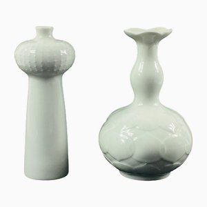 Vases Mid-Century en Porcelaine Blanche par Ludwig Zepner pour Meissen, Allemagne, 1960s, Set de 2