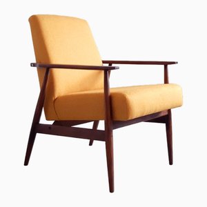 Mid-Century Armchair in Yellow Tweed by Henryk Lis, 1967