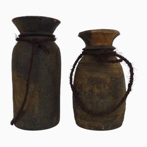 Wooden Vases, 1980s, Set of 2