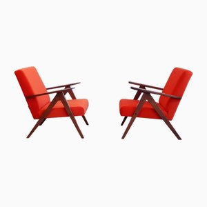 Easy Chairs Mid-Century Modèle B 310 Var en Velours Orange, 1960s, Set de 2