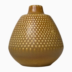 Swedish Modern Dotted Ceramic Vase with Yellow Glaze, 1970s