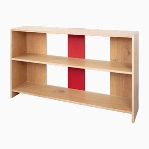 Limed Oak and Red Aluminium Bookcase by Paul Kelley