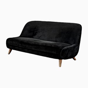 Canapé en Tissu Bouclé Noir dans le style de Femming Lassen, 1940