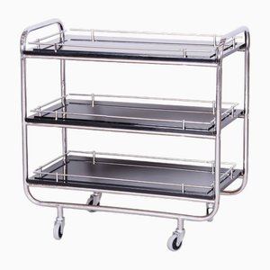Bauhaus Trolley in Chrome-Plated Steel and Glass, 1930s