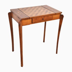 Antique Beech and Walnut Chess Table, 1920s