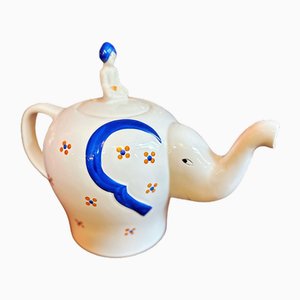 Tetera con forma de elefante de porcelana de Lisa Larson, años 80