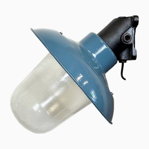 Industrielle blau lackierte Fabrik Wandlampe von Elektrosvit, 1960er