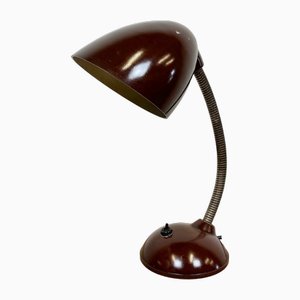 Lámpara de mesa vintage con cuello de ganso de baquelita marrón, años 60