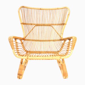 Vintage Bamboo & Rattan Lounge Chair, 1950s