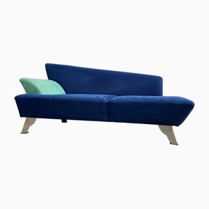 Postmodernes italienisches 2-Sitzer Sofa mit blauem Alcantara Stoff, 1980er
