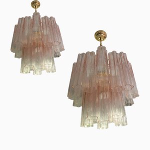 Pink Murano Glass Chandeliers by Simoeng, Set of 2