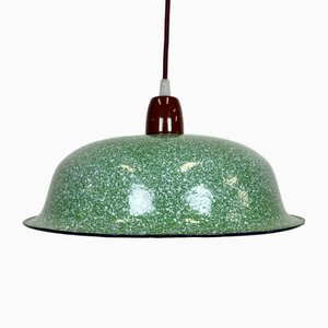 Industrial Factory Green Enamel Ceiling Lamp, 1960s