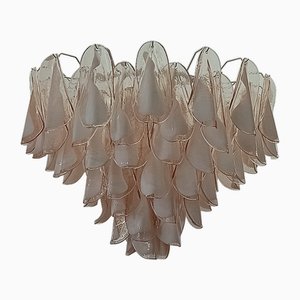 Lustre Rond en Verre Murano Rose Clair et Blanc, 2000