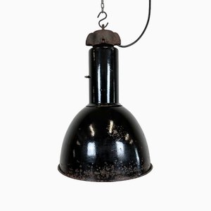 Industrial Bauhaus Black Enamel Pendant Lamp from Elektrosvit, 1930s