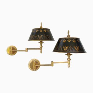 Wall Lights Bouillotte in Bronze Gilded, France, 1970s, Set of 2