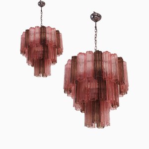 Lámparas de araña Sputnik italianas de cristal de Murano de Simoeng. Juego de 2