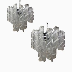 Murano Glass Sputnik Mazzega Style Chandeliers by Simoeng, Set of 2