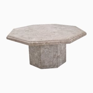 Tavolino da caffè ottagonale Mactan in pietra o pietra fossile, anni '80
