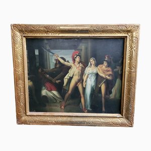 Castor and Pollux Saving Helen, 1800s, Huile sur Cuivre