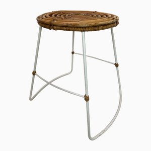 Bamboo and Steel Stool in the style of Rohé, 1960s
