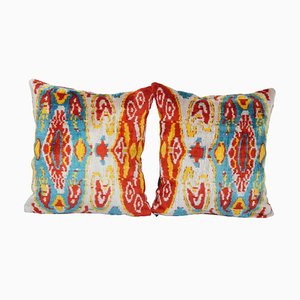 Coussins Ikat en Velours de Soie, Set de 2