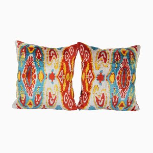 Silk Velvet Ikat Cushions, Set of 2