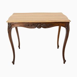 French Louis XV Style Walnut & Oak Side Table with Hidden Drawer, 1900s