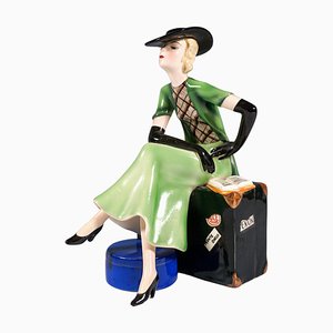 Lady Sitting on a Suitcase by Stephan Dakon, 1930s