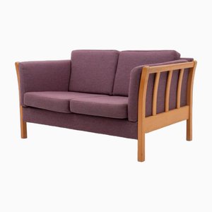 Dänisches Vintage 2-Sitzer Sofa aus Aubergine Wolle