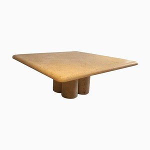 Mesa de centro cuadrada de travertino de Mario Bellini para Cassina, 1975